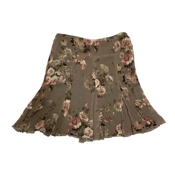 Vintage Jacob A line floral mini Skirt size 7/8 brown floral - Picture 6 of 15